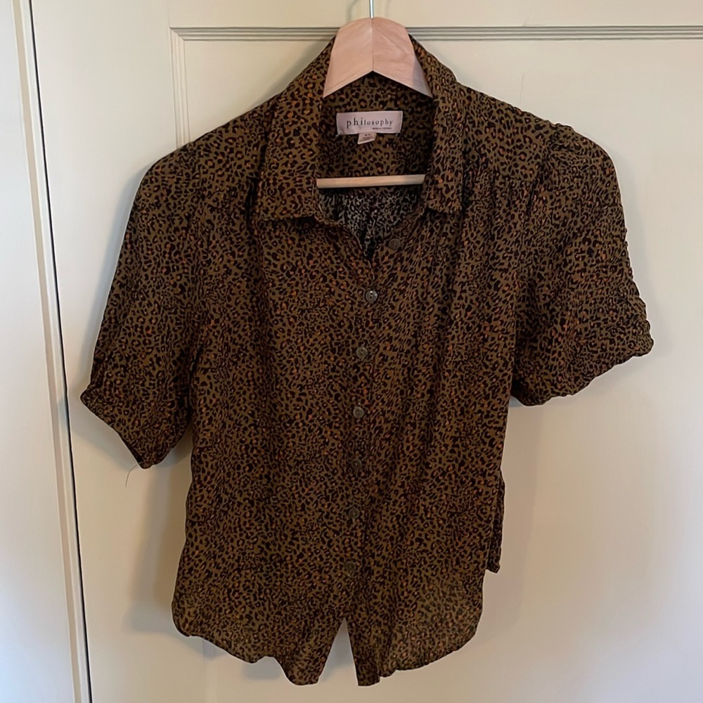 Philosophy Animal Print Blouse (sz: small)